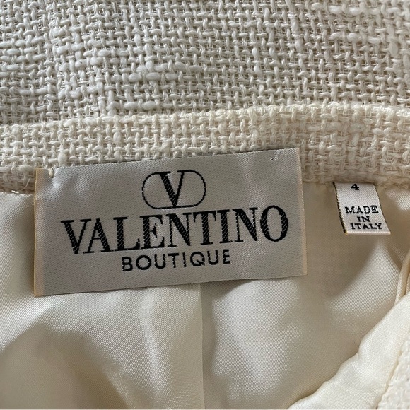 Vintage Valentino Boutique Luxury Cream Cotton Midi Pencil Skirt Size 4 - Picture 8 of 9